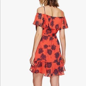 Belted Trapeze Dress W/Ruffle cold shoulder